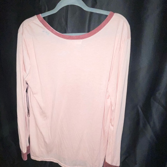 TREASURE & BOND Nordstrom Ringer T Shirt Long Sleeve Pink Smoke Red NWT - Picture 9 of 9